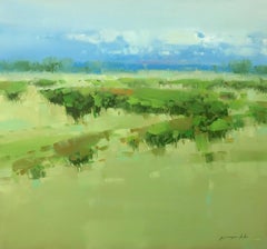 Green Valley, Original Oil Painting, Handmade artwork