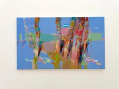 „Grove in Blue Landscape“ – Original-Ölgemälde, fertig zum Aufhängen