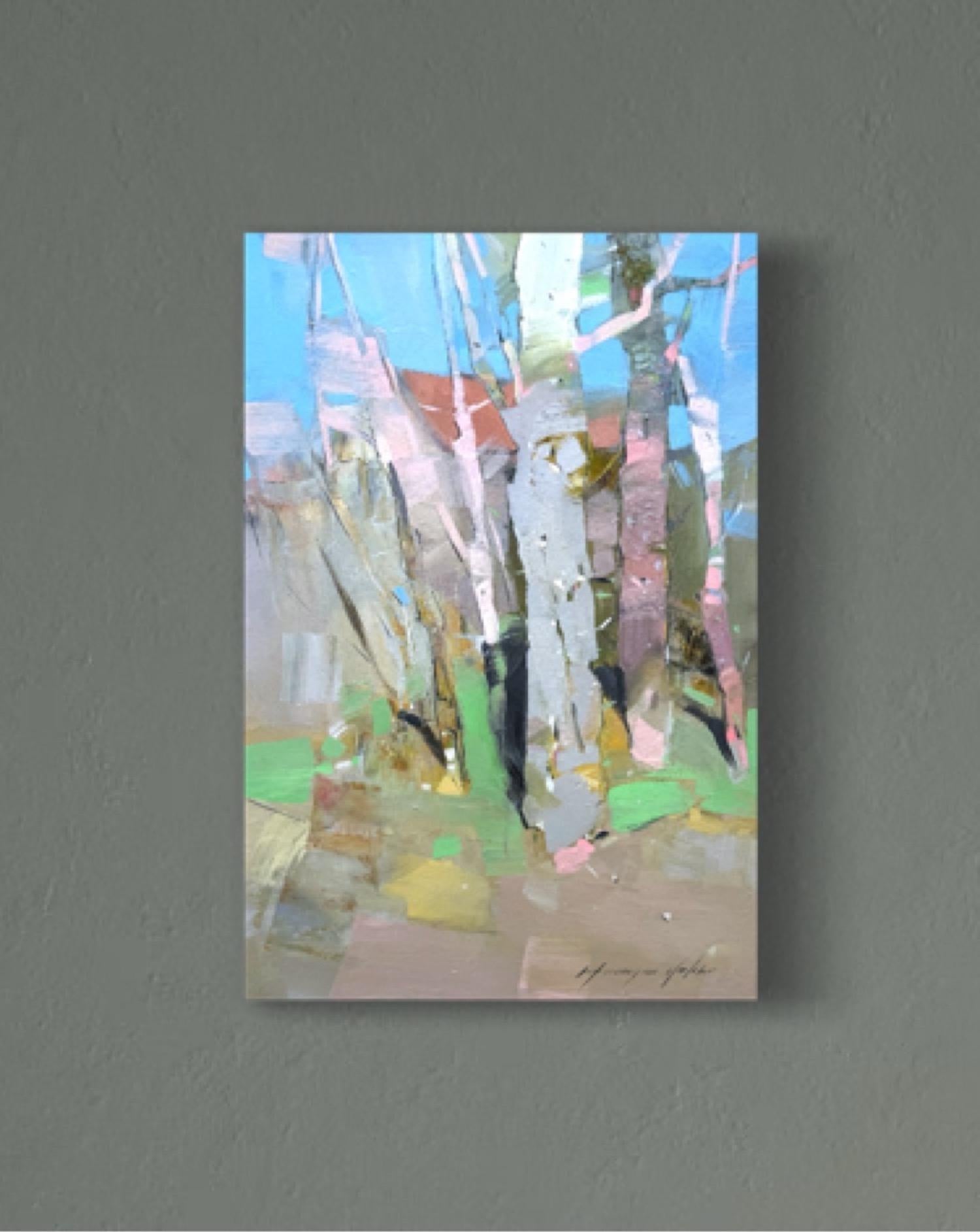 Grove Landschaftslandschaft, Impressionismus, Original-Ölgemälde, hängefertig – Painting von Vahe Yeremyan