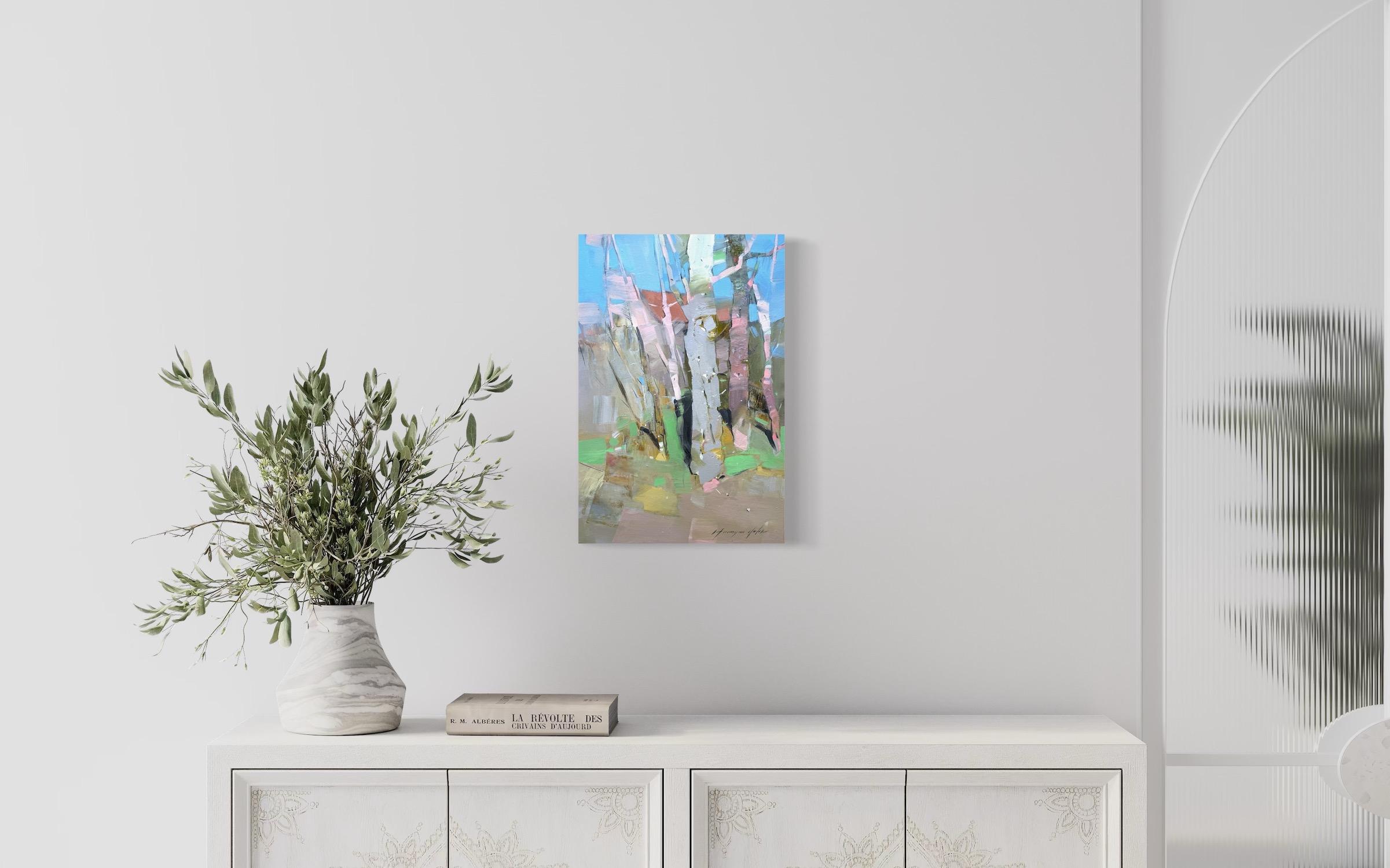 Grove Landschaftslandschaft, Impressionismus, Original-Ölgemälde, hängefertig im Angebot 1