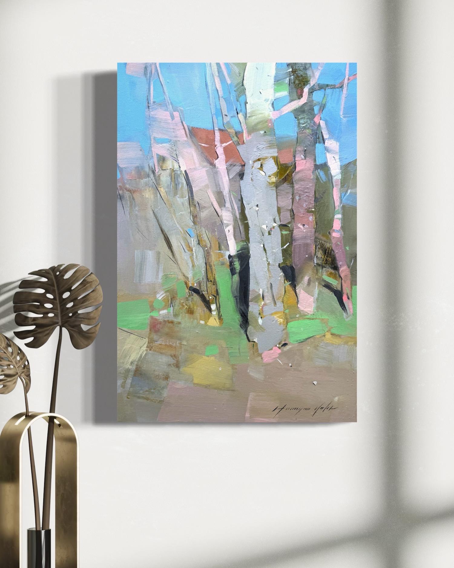 Grove Landschaftslandschaft, Impressionismus, Original-Ölgemälde, hängefertig im Angebot 2