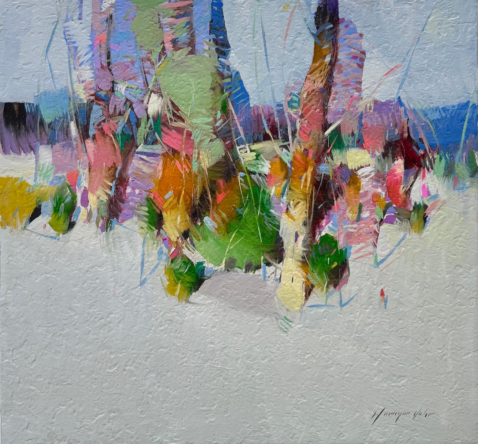 Landscape Painting di Vahe Yeremyan - Paesaggio del boschetto Impressionismo Pittura ad olio originale, pronta da appendere