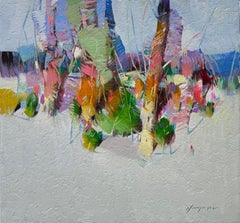 Paesaggio del boschetto Impressionismo Pittura ad olio originale, pronta da appendere