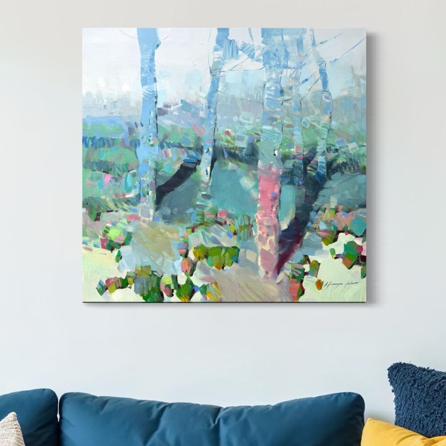 Grove Landscape Impressionism Original Painting Ready to Hang For Sale 1