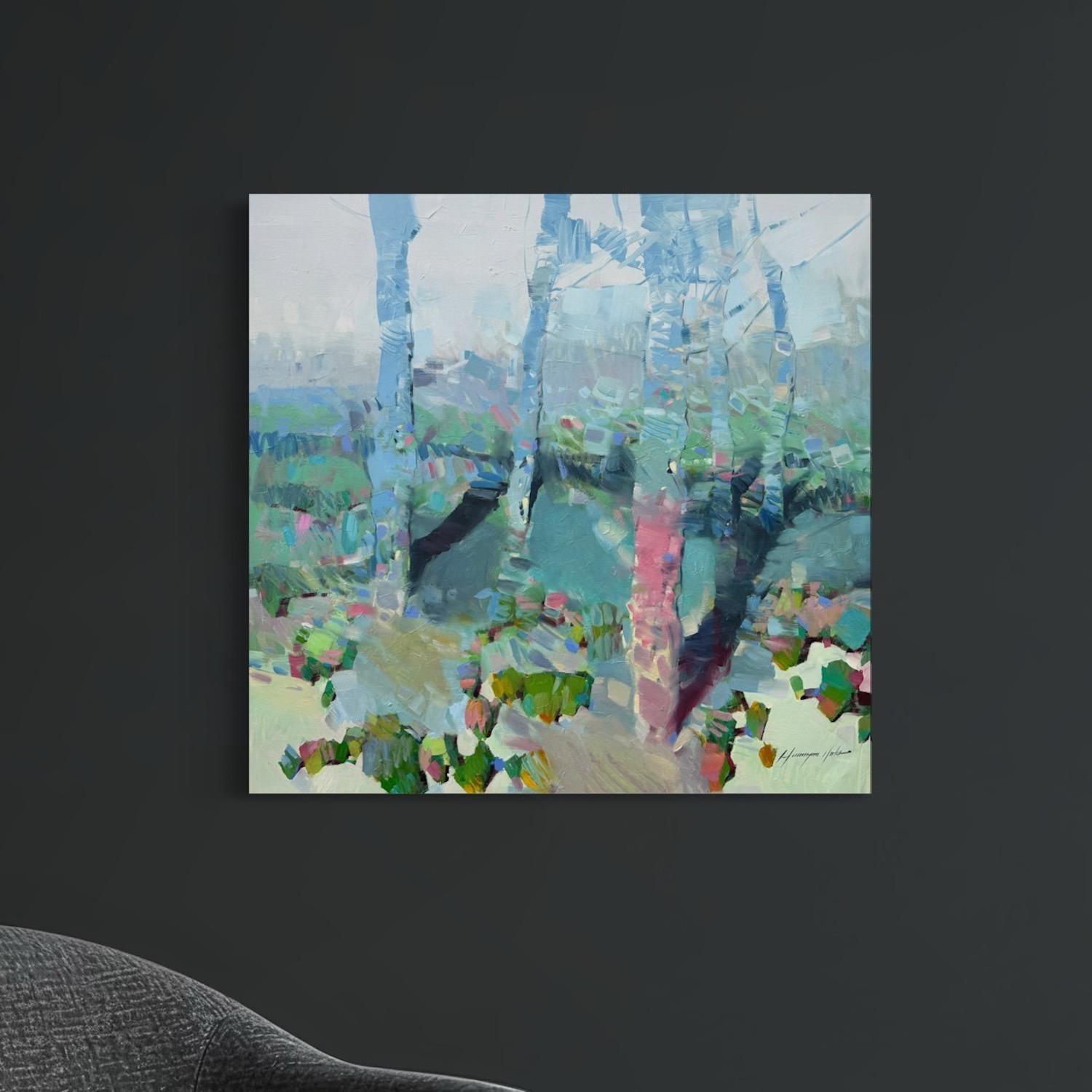 Grove Landscape Impressionism Original Painting Ready to Hang For Sale 2