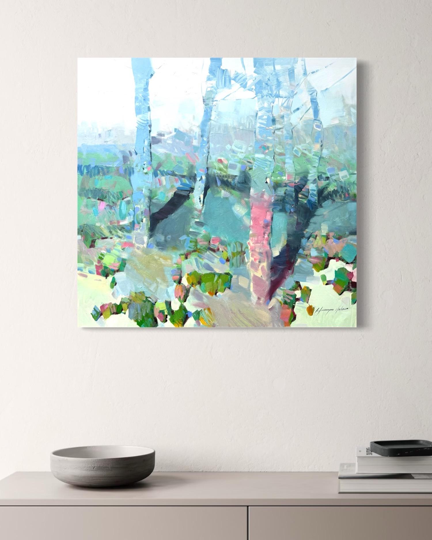 Grove Landscape Impressionism Original Painting Ready to Hang For Sale 3