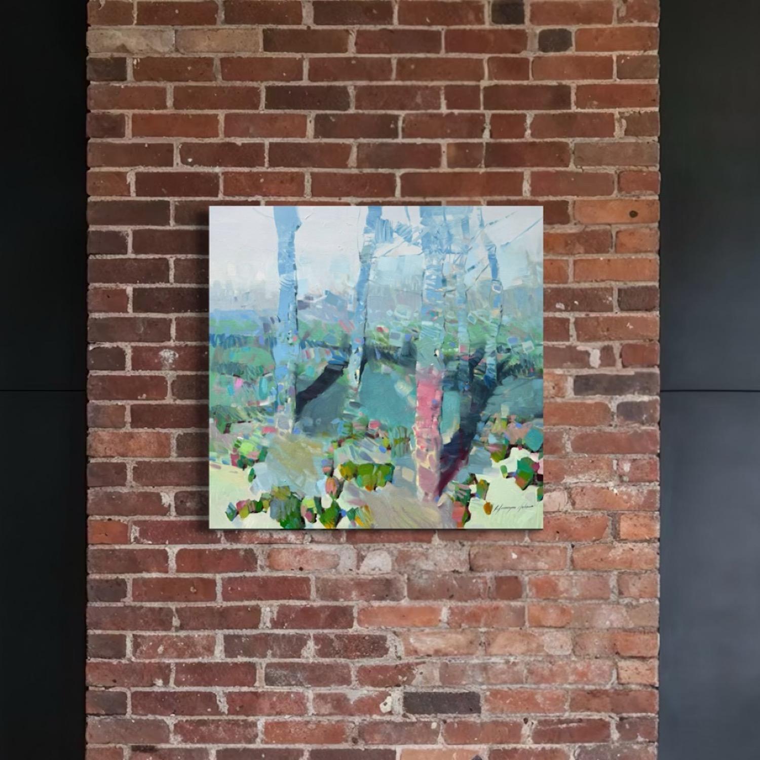 Grove Landscape Impressionism Original Painting Ready to Hang For Sale 5