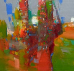 Boschetto, Paesaggio Impressionismo Pittura ad olio originale, pronta da appendere