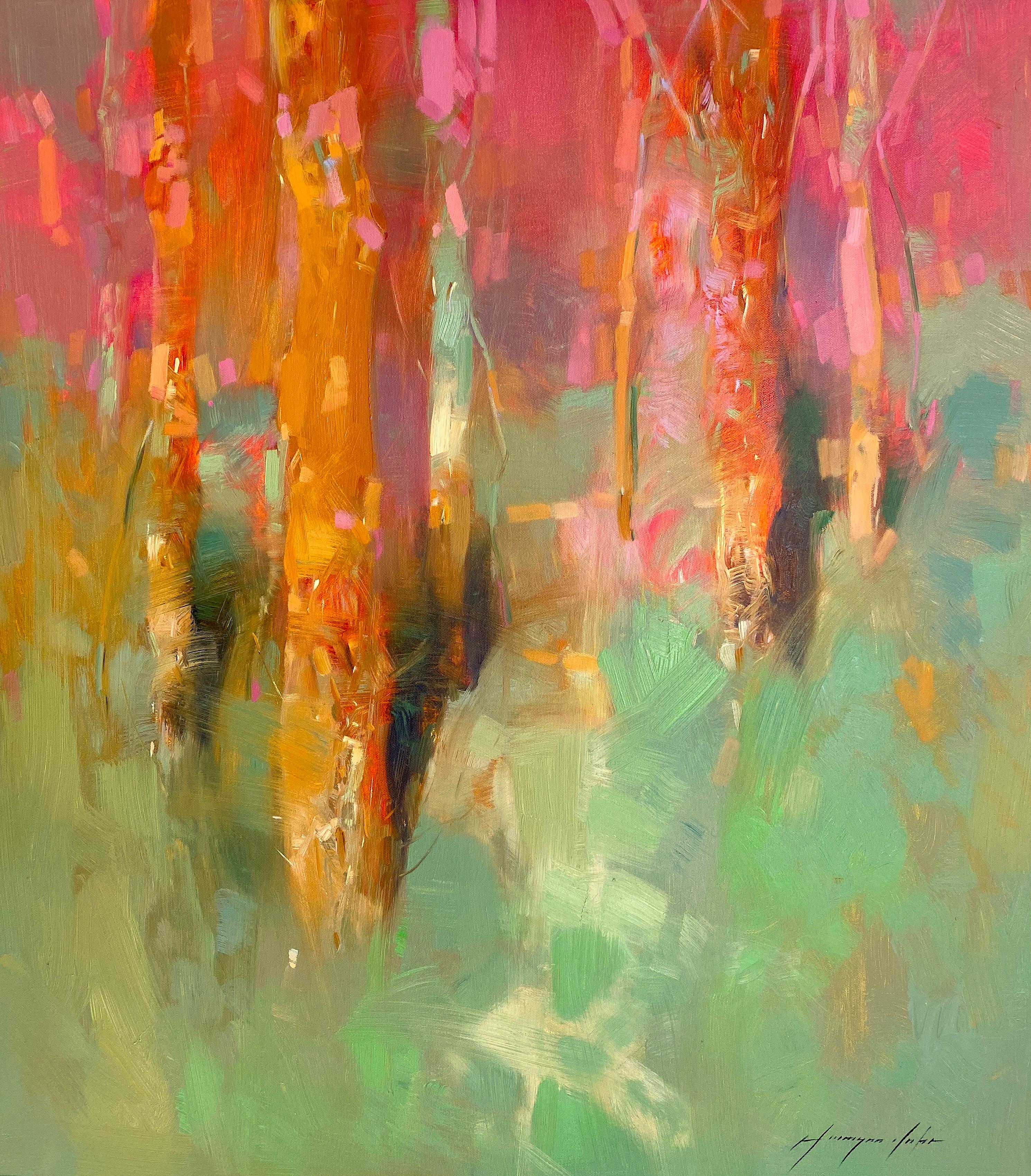 Landscape Painting di Vahe Yeremyan - Boschetto, Paesaggio, Pittura ad olio originale, Opera d'arte fatta a mano
