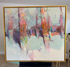 Grove, Landscape Artwork, Trees, Original oil Painting, Ready to Hang, Framed