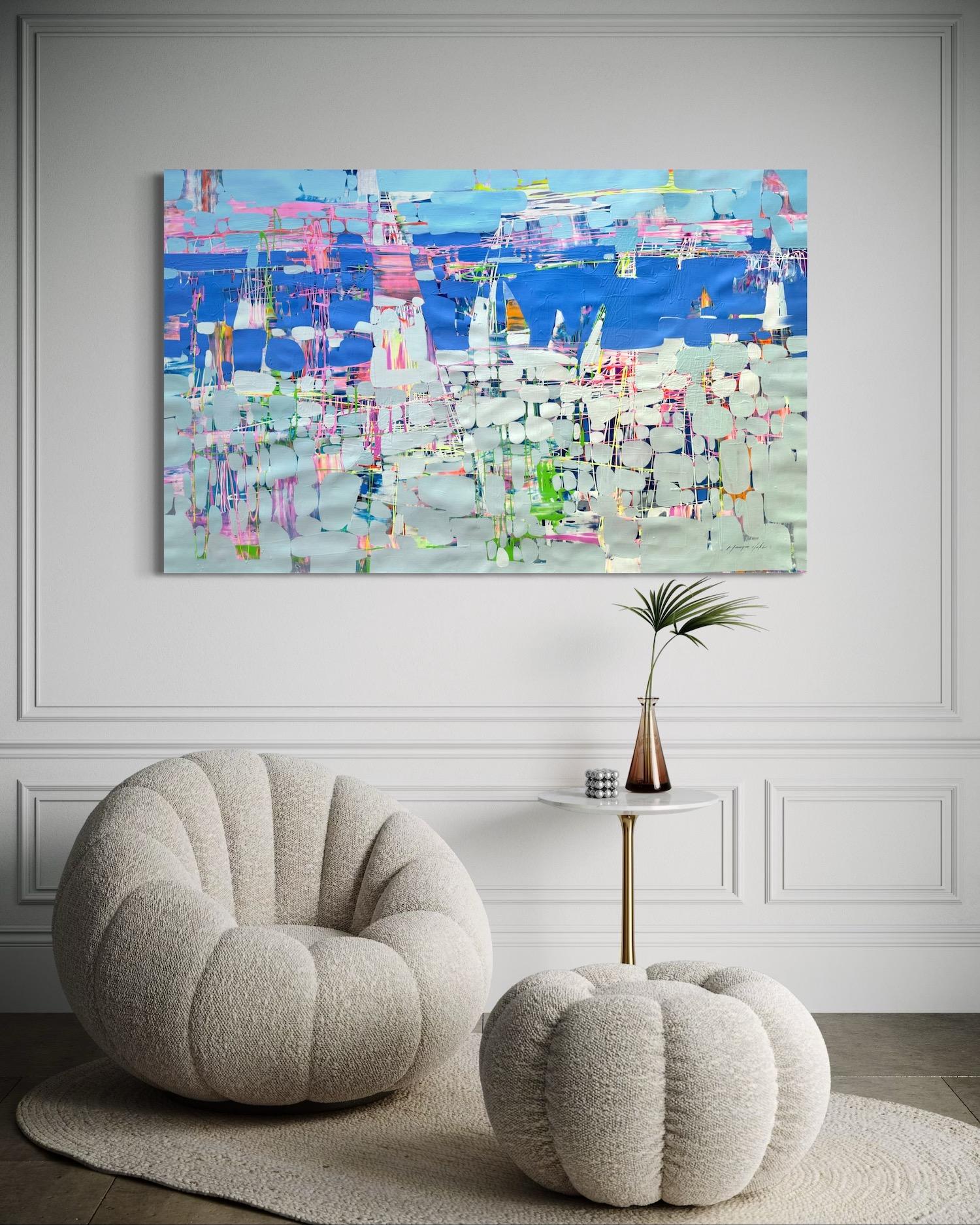 Harbor Abstrakte Zeitgenössische Kunst Original Ölgemälde Ready to Hang (Impressionismus), Painting, von Vahe Yeremyan