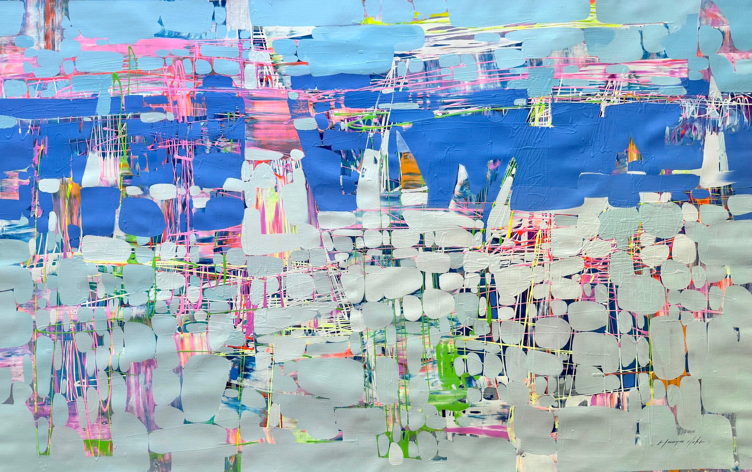 Vahe Yeremyan Abstract Painting – Harbor Abstrakte Zeitgenössische Kunst Original Ölgemälde Ready to Hang