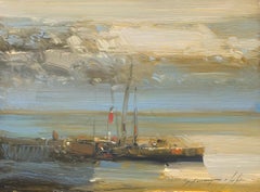 Harbor, Original Oil Painting, Handmade Artwork