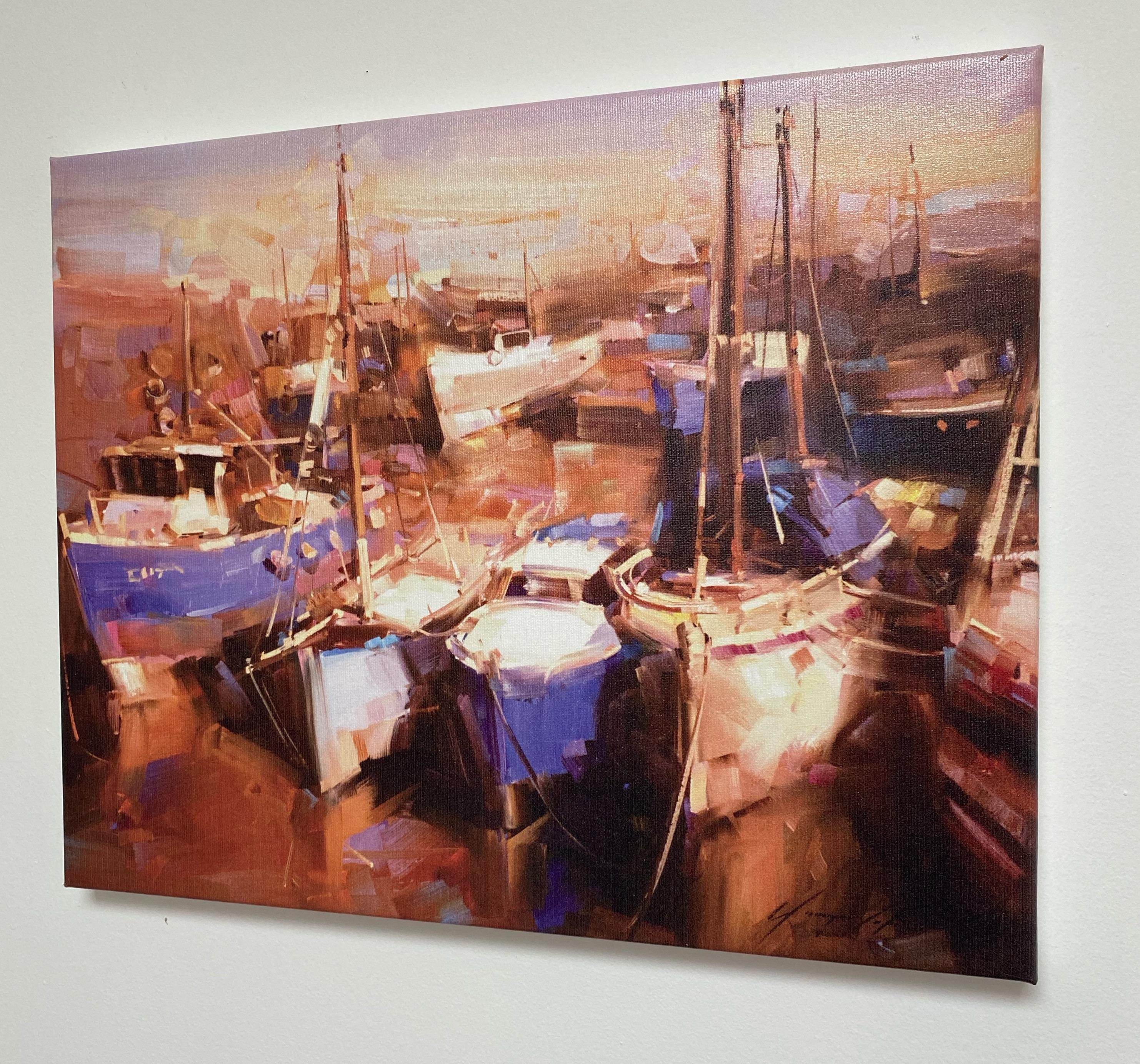 Harbor, Print on Canvas - Impressionist Painting by Vahe Yeremyan