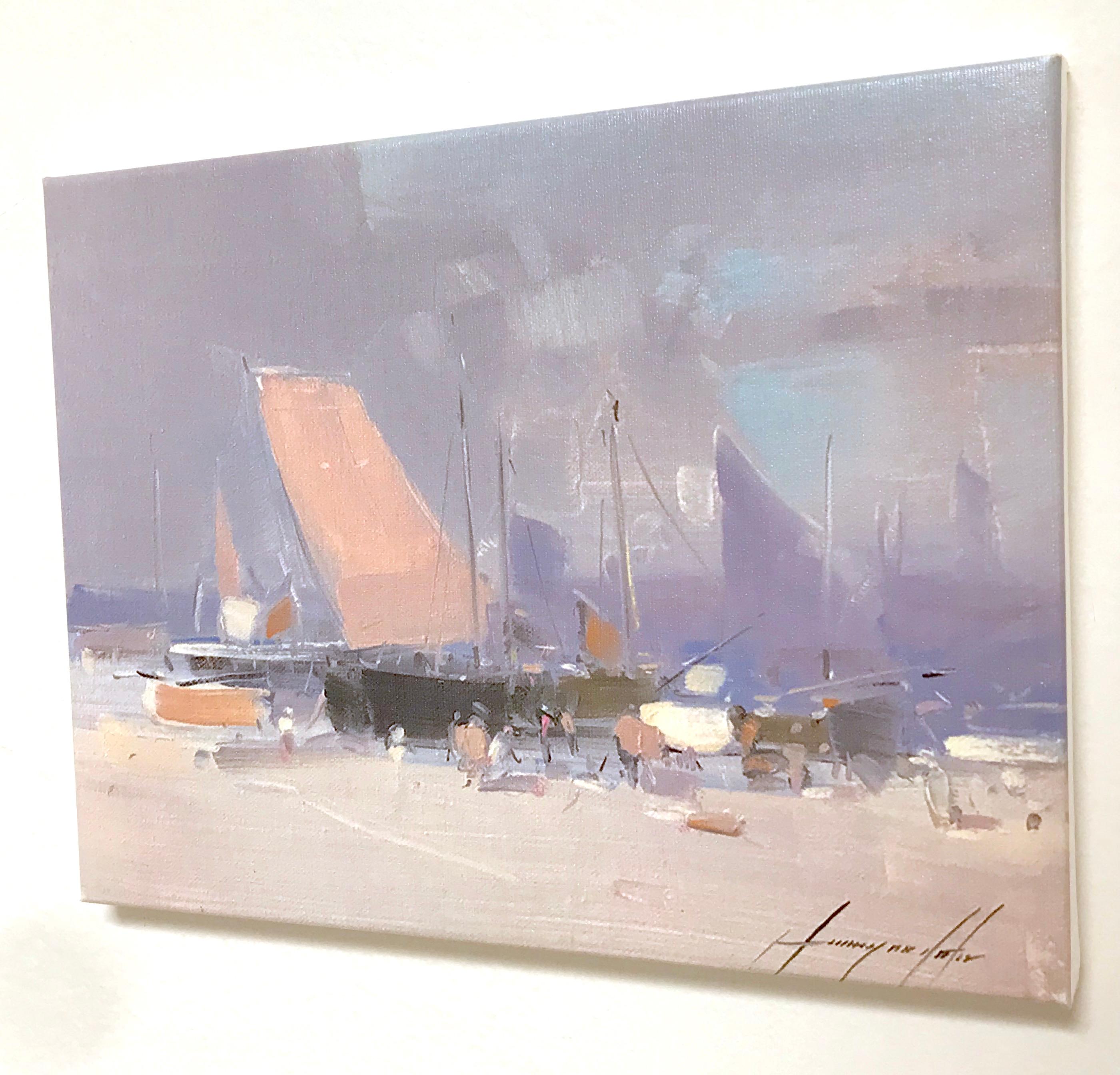 Harbor Print on Canvas - Impressionist Painting by Vahe Yeremyan