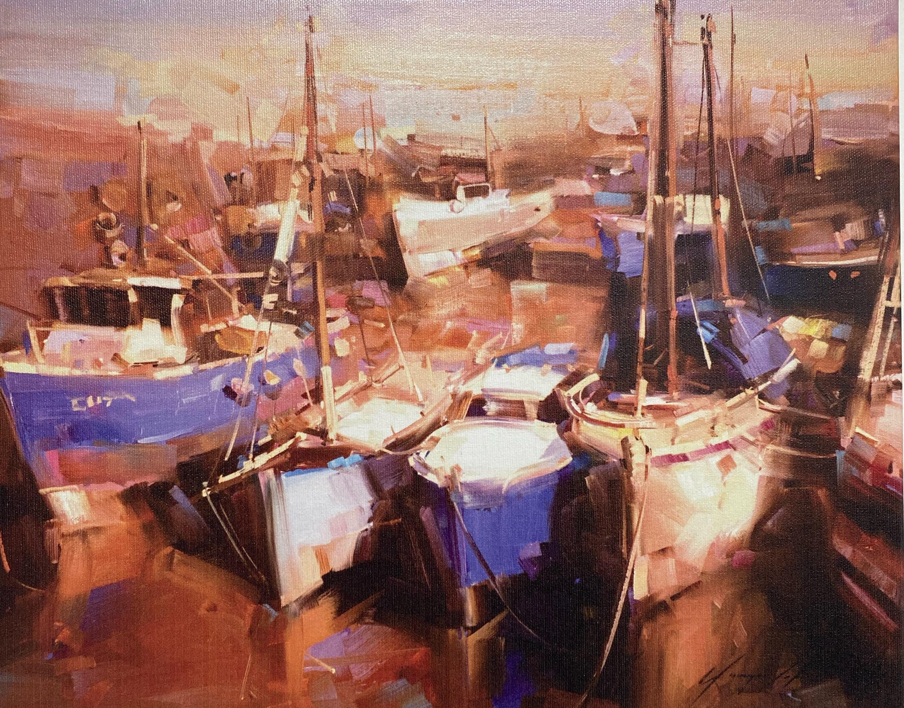 Vahe Yeremyan Landscape Painting - Harbor, Print on Canvas