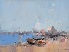 Harbor Seascape Impressionism Original Painting Ready to Hang