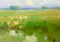 Harvest, Landscape Original Oil Painting, Handmade Artwork