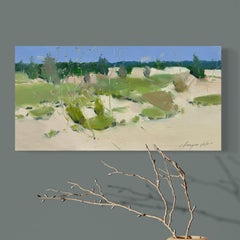 Paesaggio in collina Pittura ad olio originale, pronta da appendere