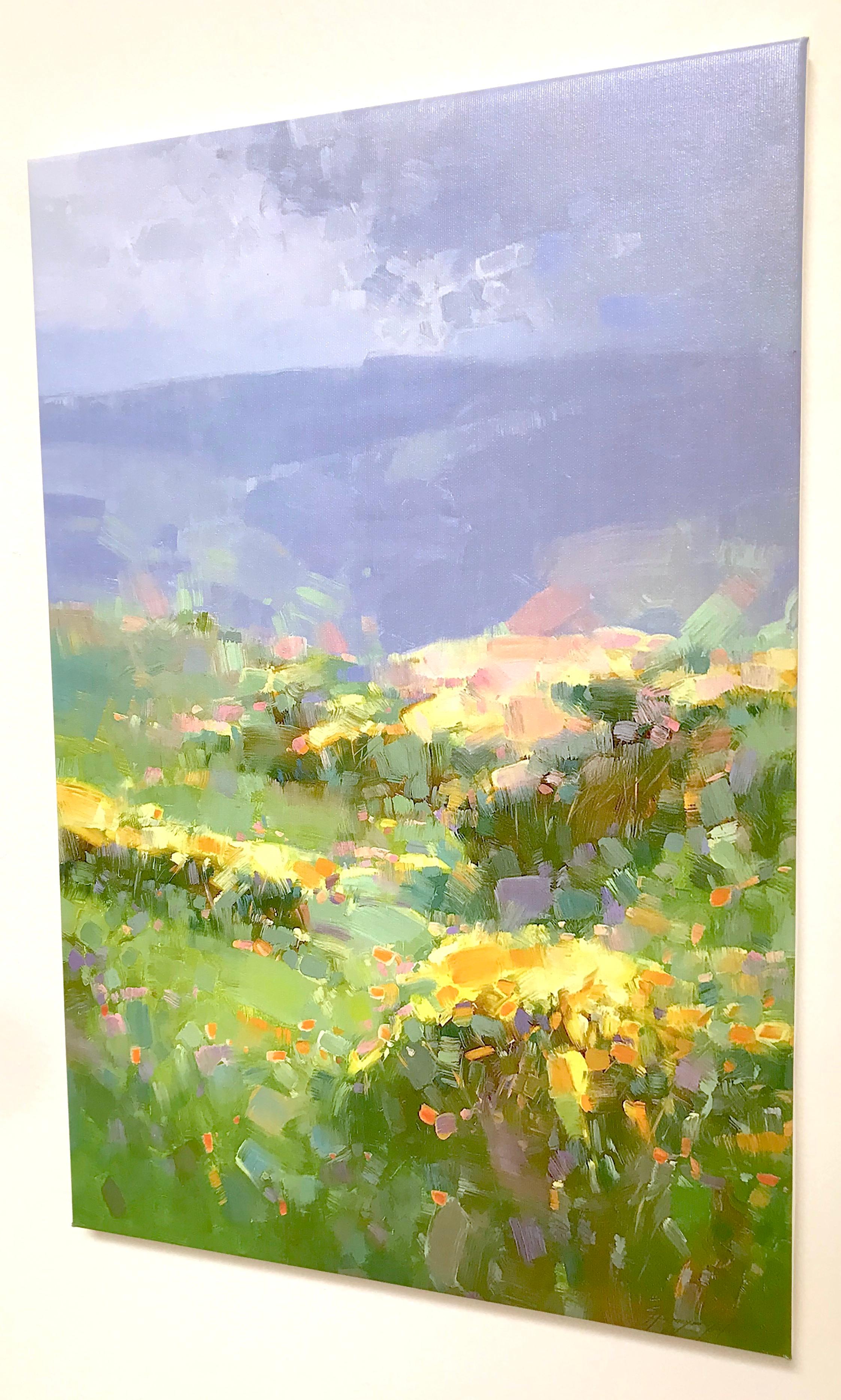Hill of Flowers Print on Canvas - Painting by Vahe Yeremyan