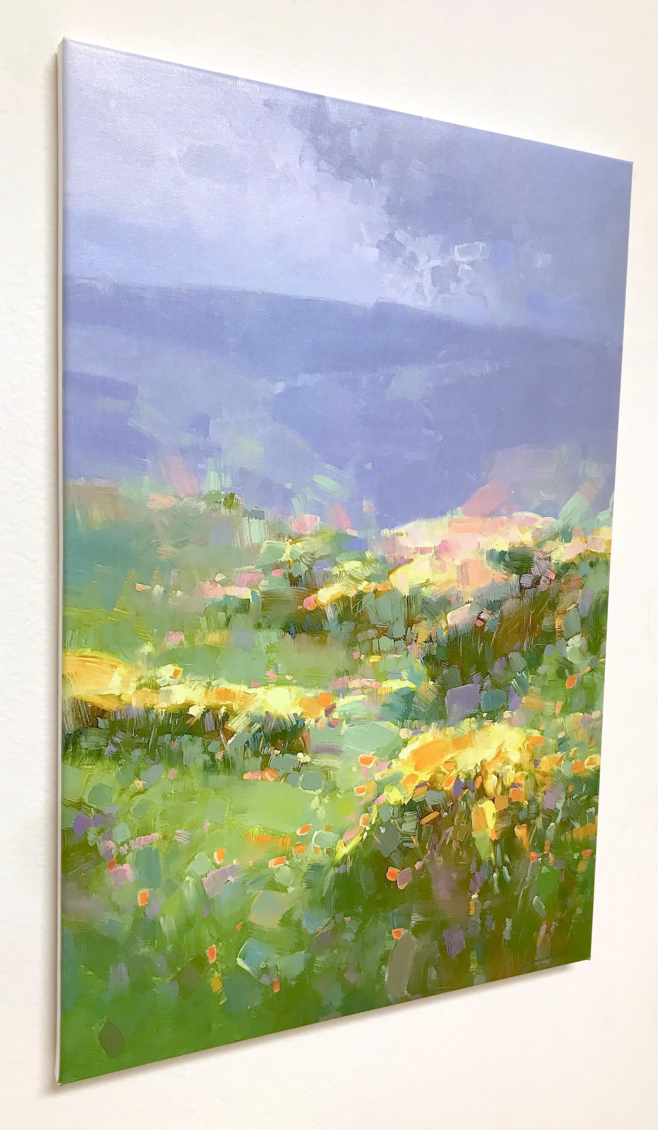 Hill of Flowers Print on Canvas - Impressionist Painting by Vahe Yeremyan