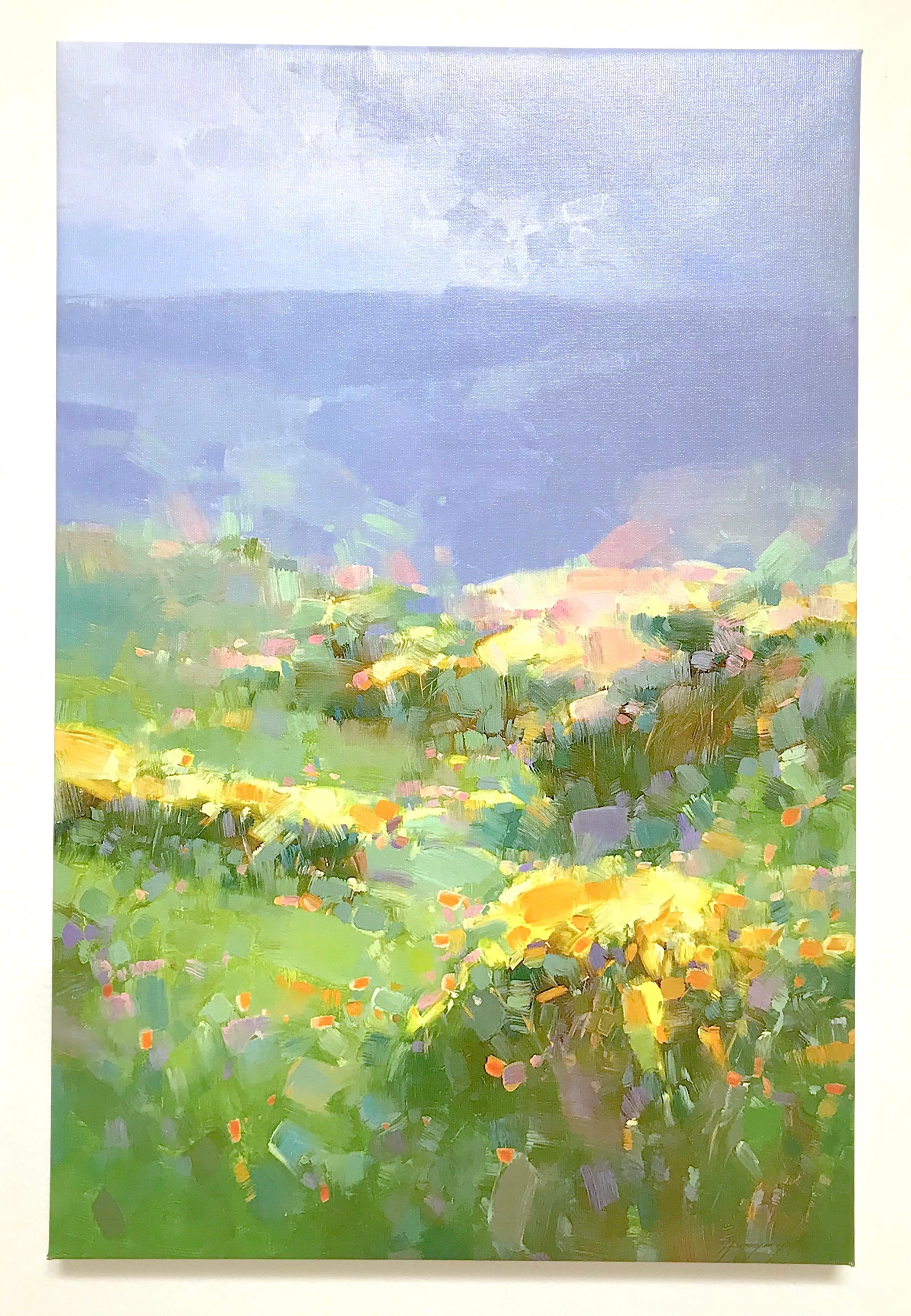 Vahe Yeremyan Landscape Painting - Hill of Flowers Print on Canvas