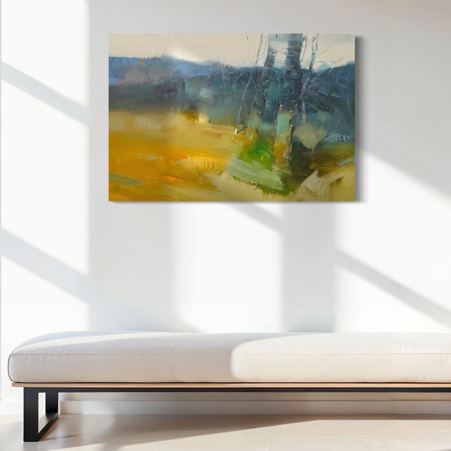 Impressione di alberi Paesaggio Impressionismo Pittura a olio originale, pronta da appendere in vendita 1