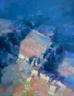 Indigo Canyon, Landscape, Original oil Painting, Ready to Hang, Impressionism