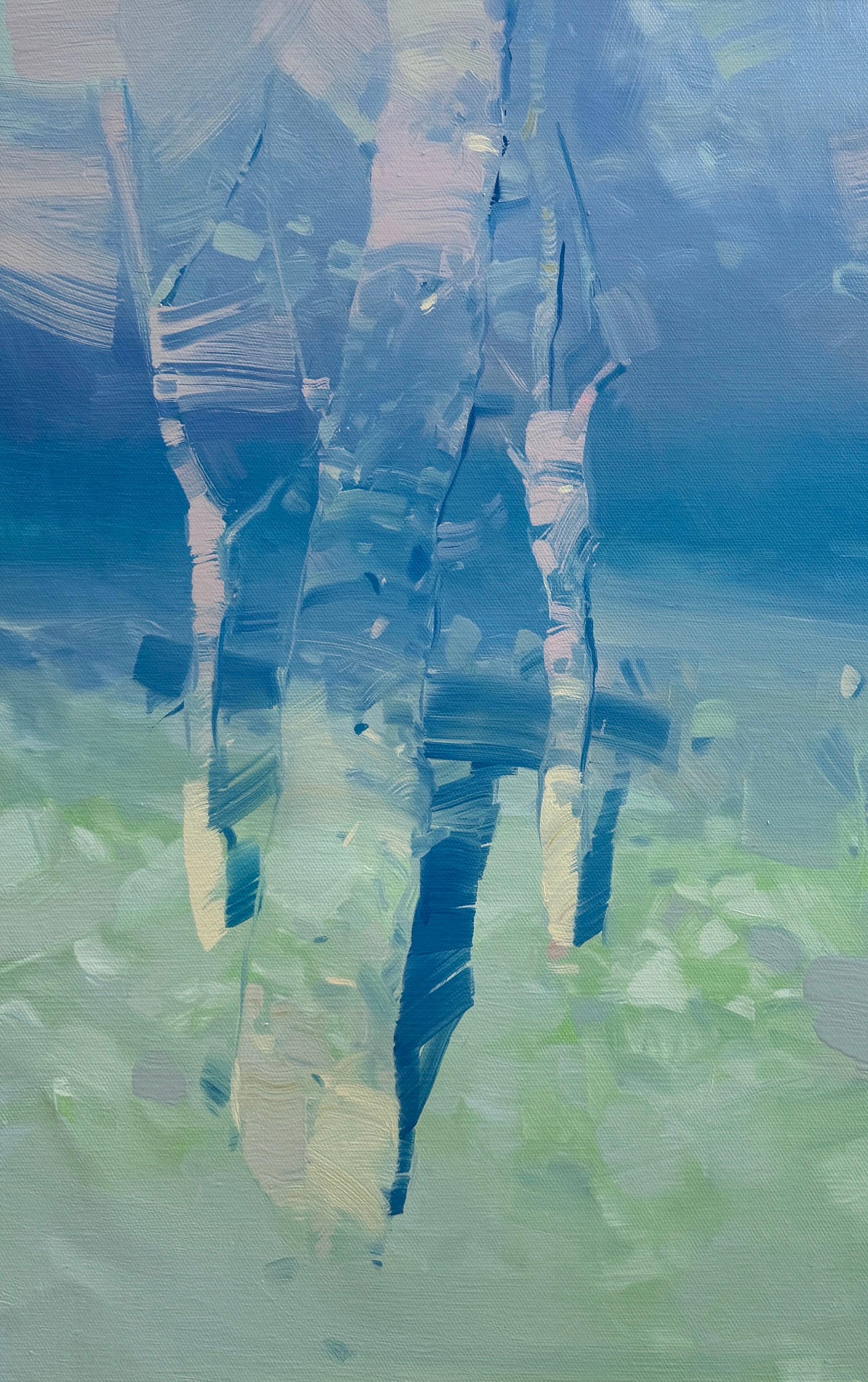 Alberi indaco, Paesaggio Impressionismo Pittura ad olio originale, pronta da appendere - Painting di Vahe Yeremyan