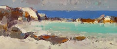 Laguna Seascape Pintura al óleo original, lista para colgar