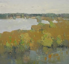 Lake Side, Landschaft, Original-Ölgemälde, fertig zum Hängen, Impressionismus