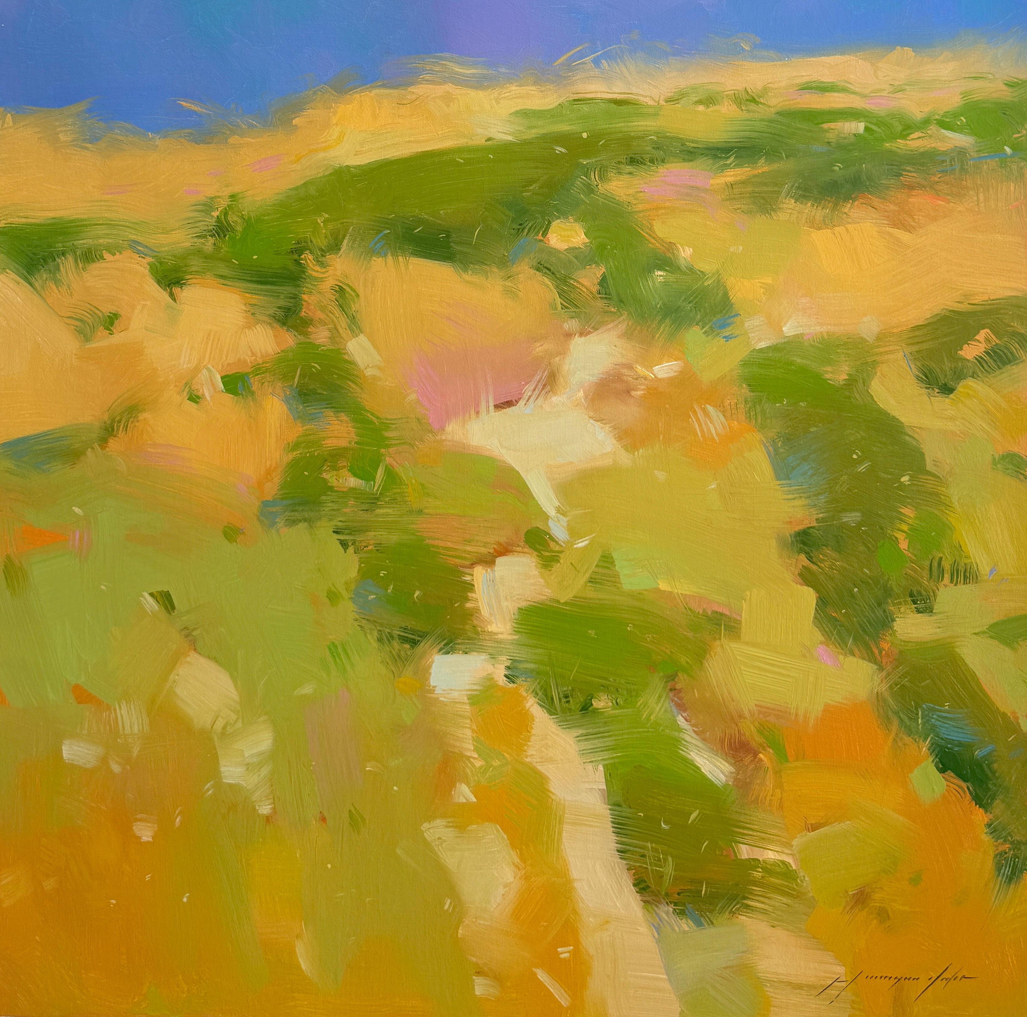 Orilla del lago, Impresionismo Pintura al óleo original, Lista para colgar - Painting de Vahe Yeremyan