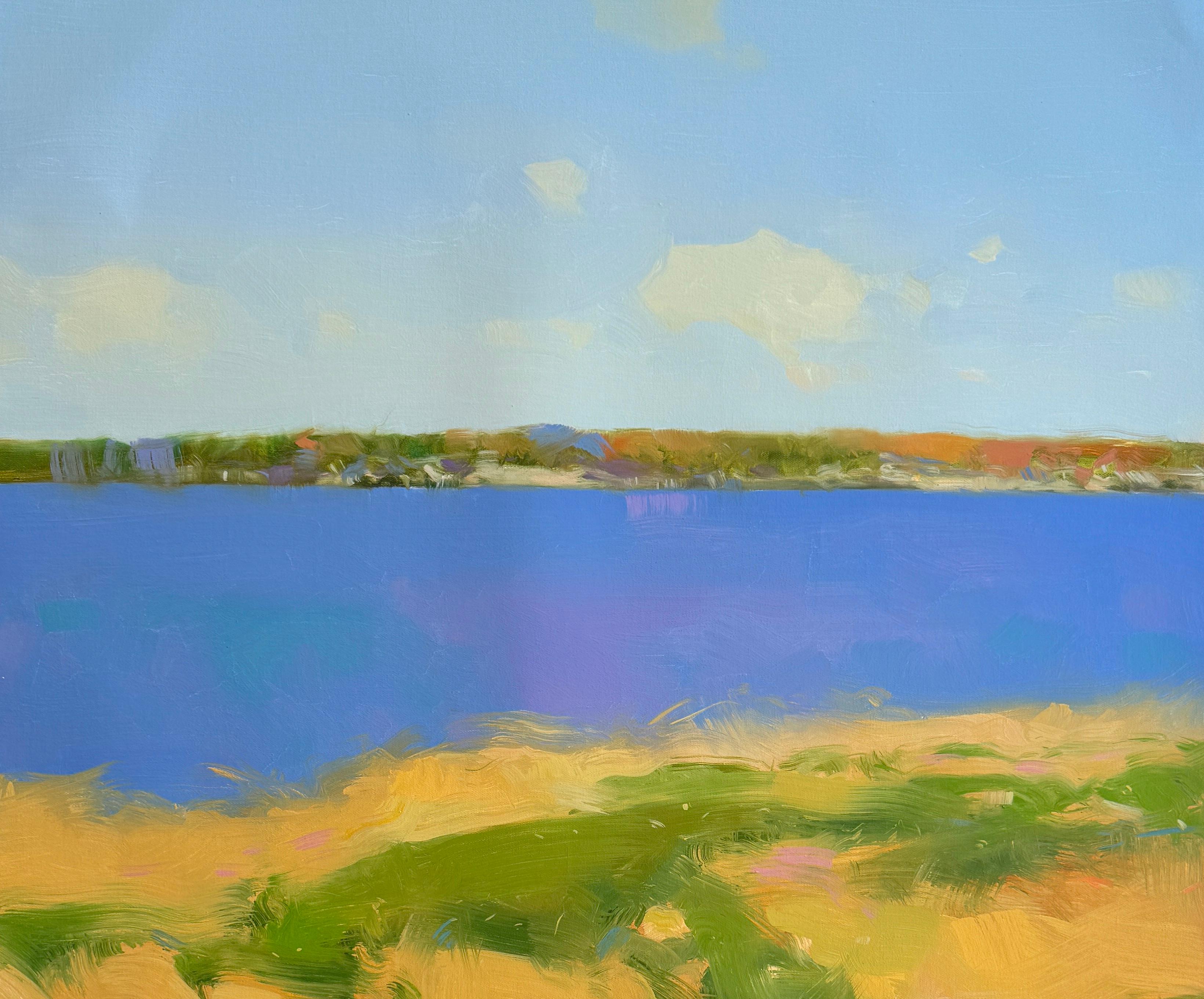 Orilla del lago, Impresionismo Pintura al óleo original, Lista para colgar - Painting Impresionista de Vahe Yeremyan
