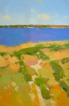 Lakeside, Impressionism Original oil Painting, Ready to Hang