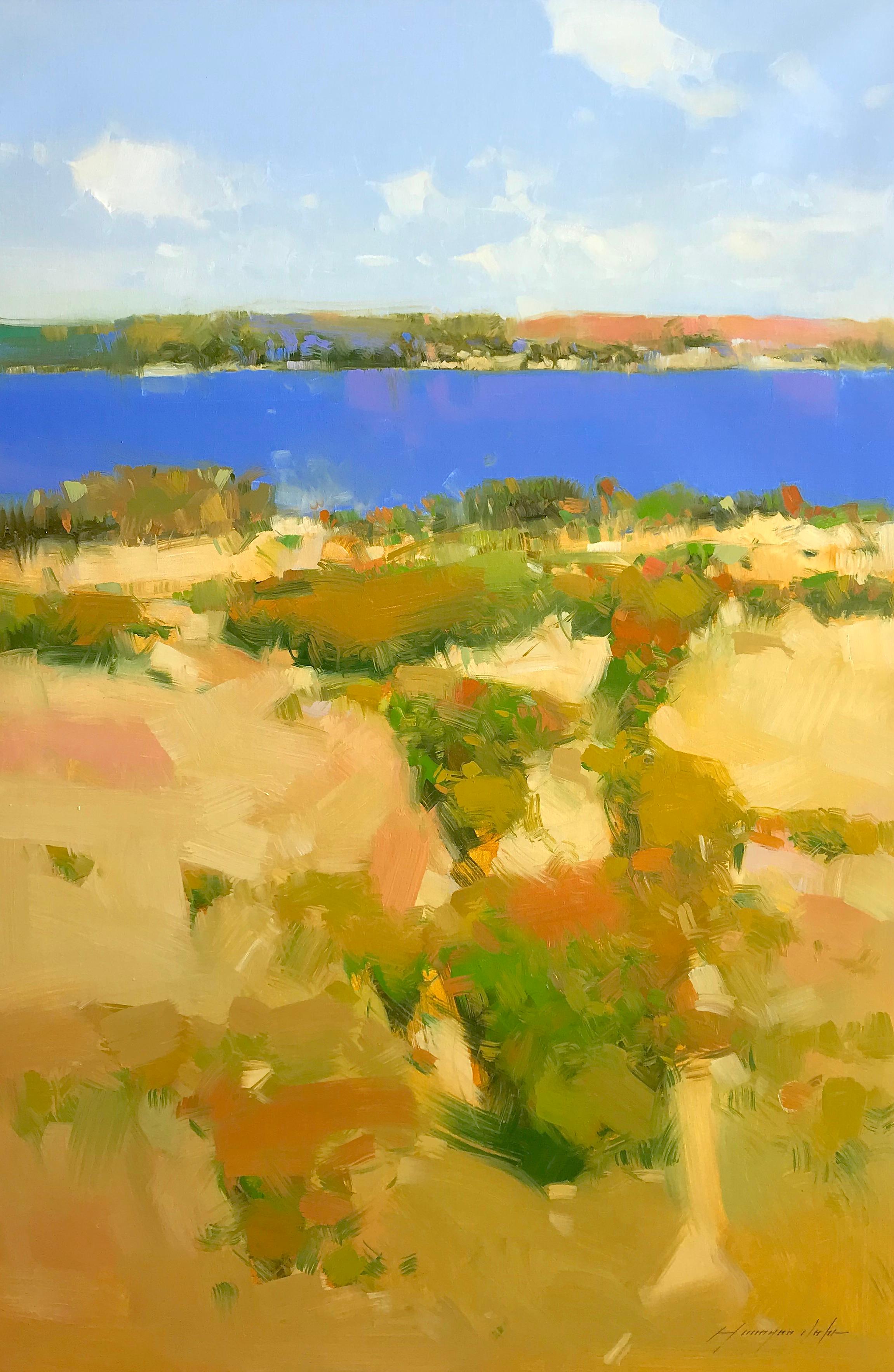 Lakeside, Landscape, Original Oil Painting, Handmade Artwork