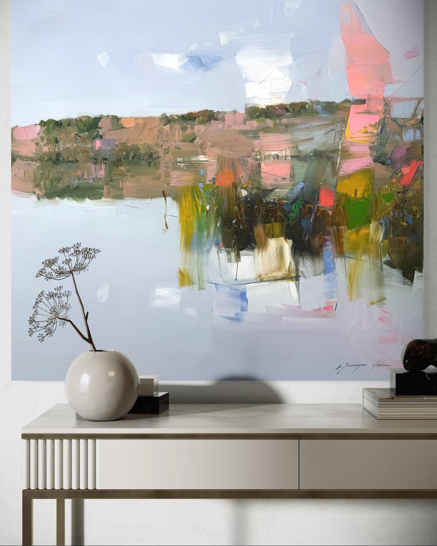 Réflexions lacustres Impressionnisme Peinture à l'huile originale, prête à être accrochée - Painting de Vahe Yeremyan