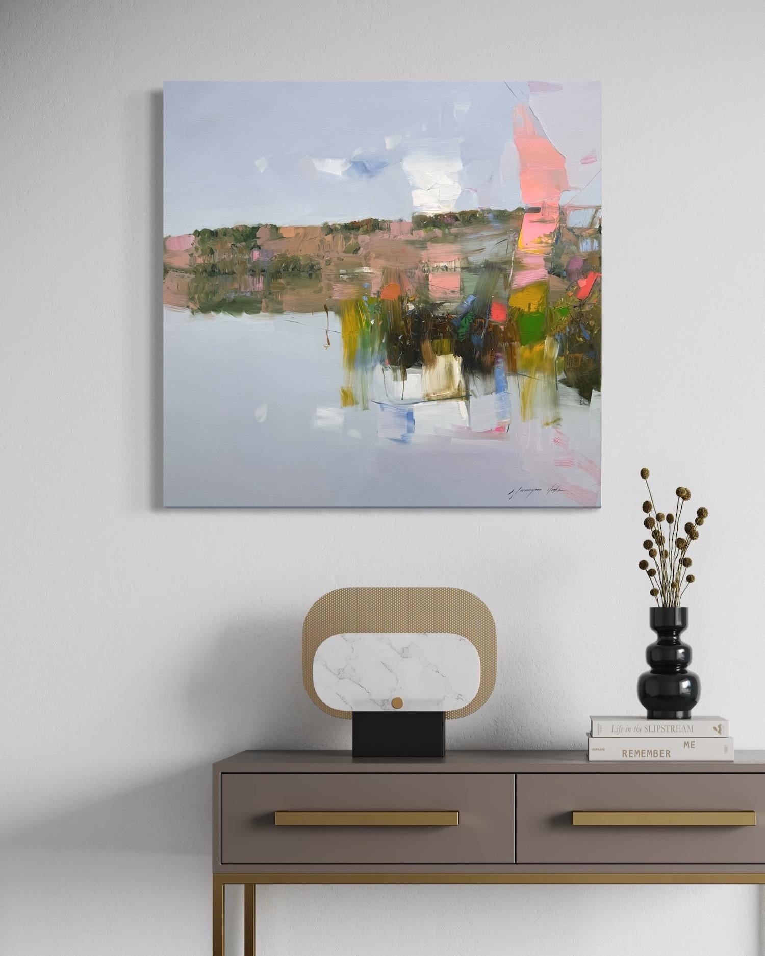 Réflexions lacustres Impressionnisme Peinture à l'huile originale, prête à être accrochée en vente 2