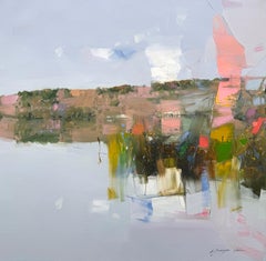 Réflexions lacustres Impressionnisme Peinture à l'huile originale, prête à être accrochée