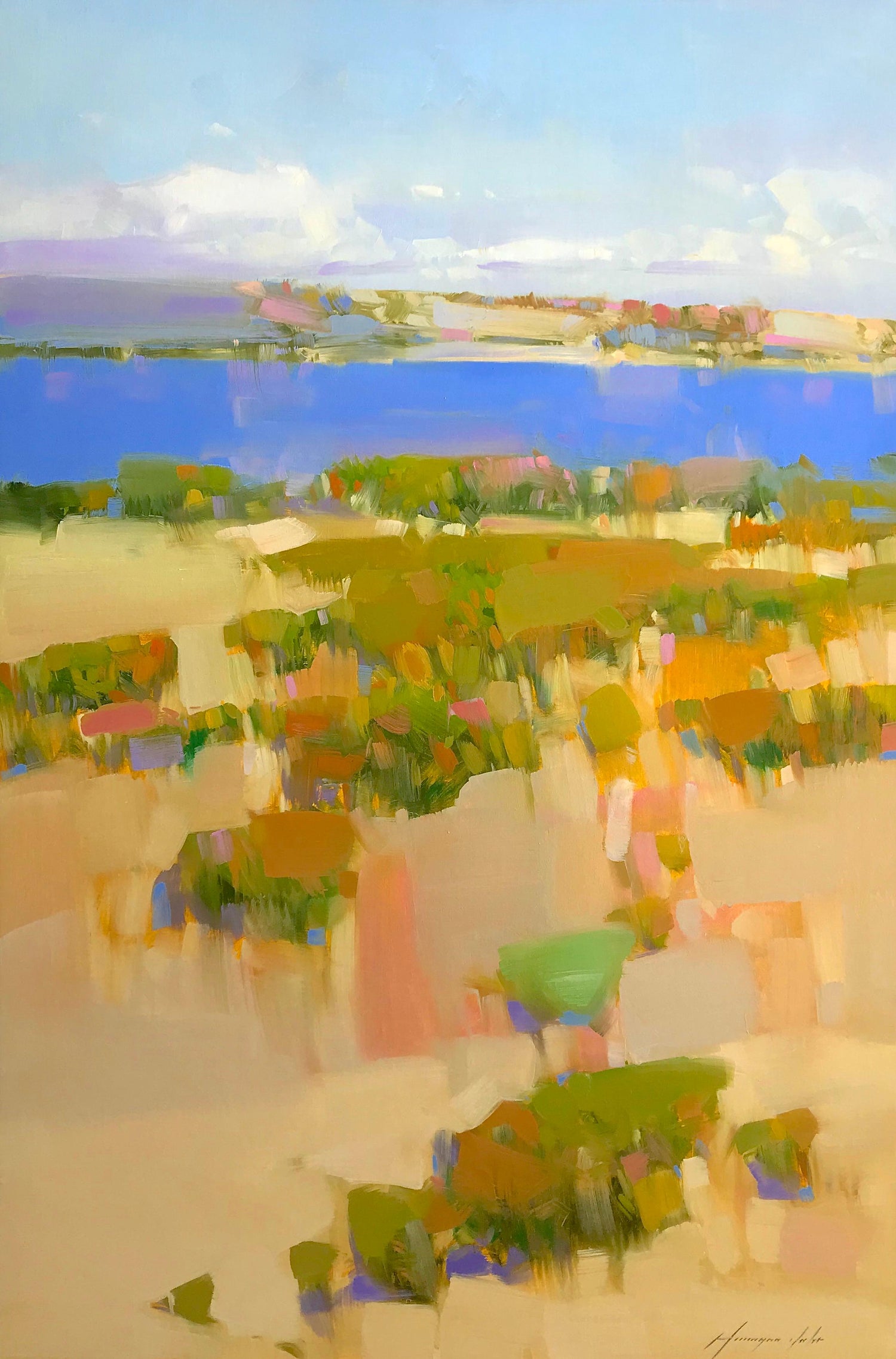 Vahe Yeremyan Lakeside View Original Oil Painting Handmade