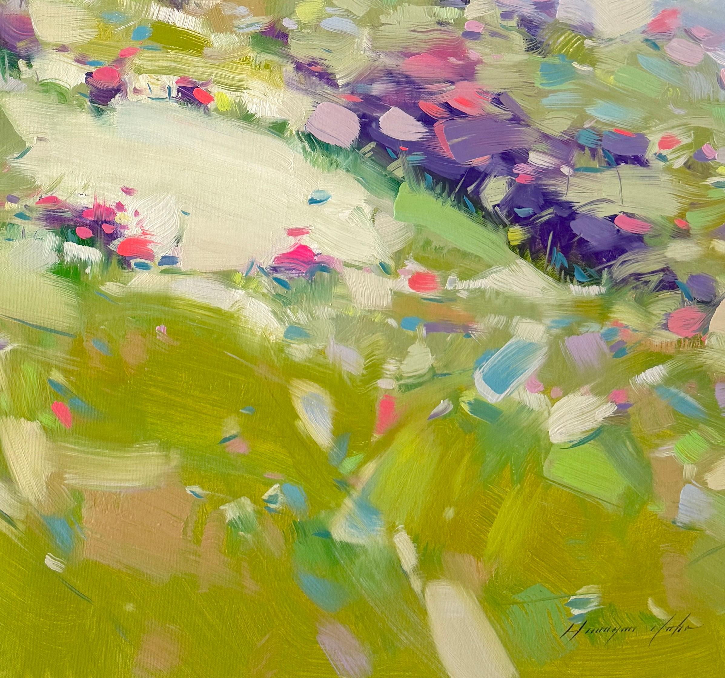 Valle dei lavandai, Impressionismo Pittura ad olio originale, pronta da appendere - Painting di Vahe Yeremyan