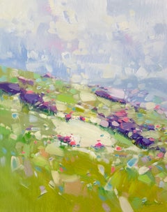 Lavenders Valley, Impressionism Original oil Painting, Ready to Hang