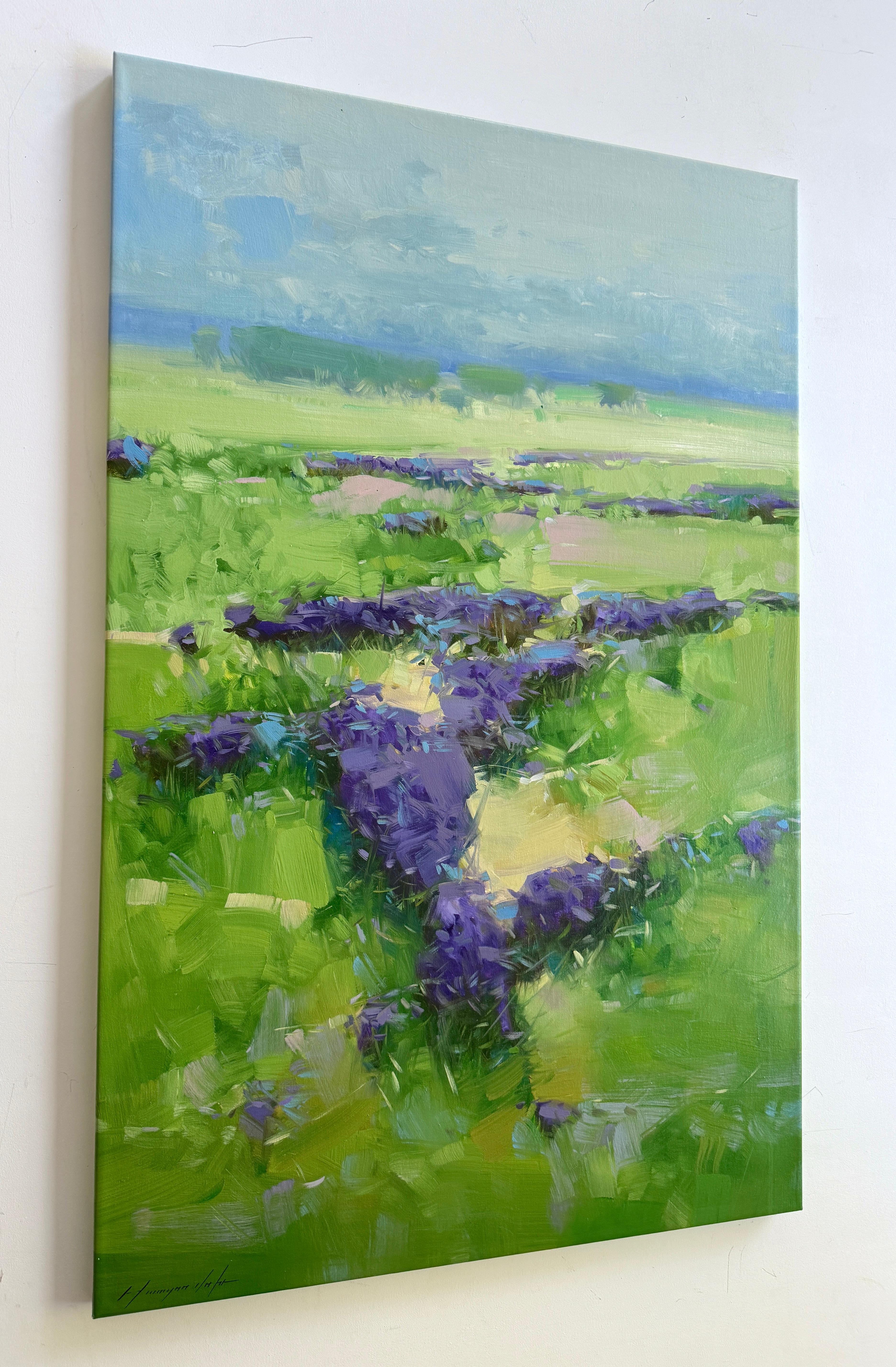 Artist: Vahe Yeremyan 
Work: Original Oil Painting, Handmade Artwork, One of a Kind 
Medium: Oil on Canvas 
Year: 2024
Style: Impressionism, 
Subject: Lavenders Valley
Size: 43.5