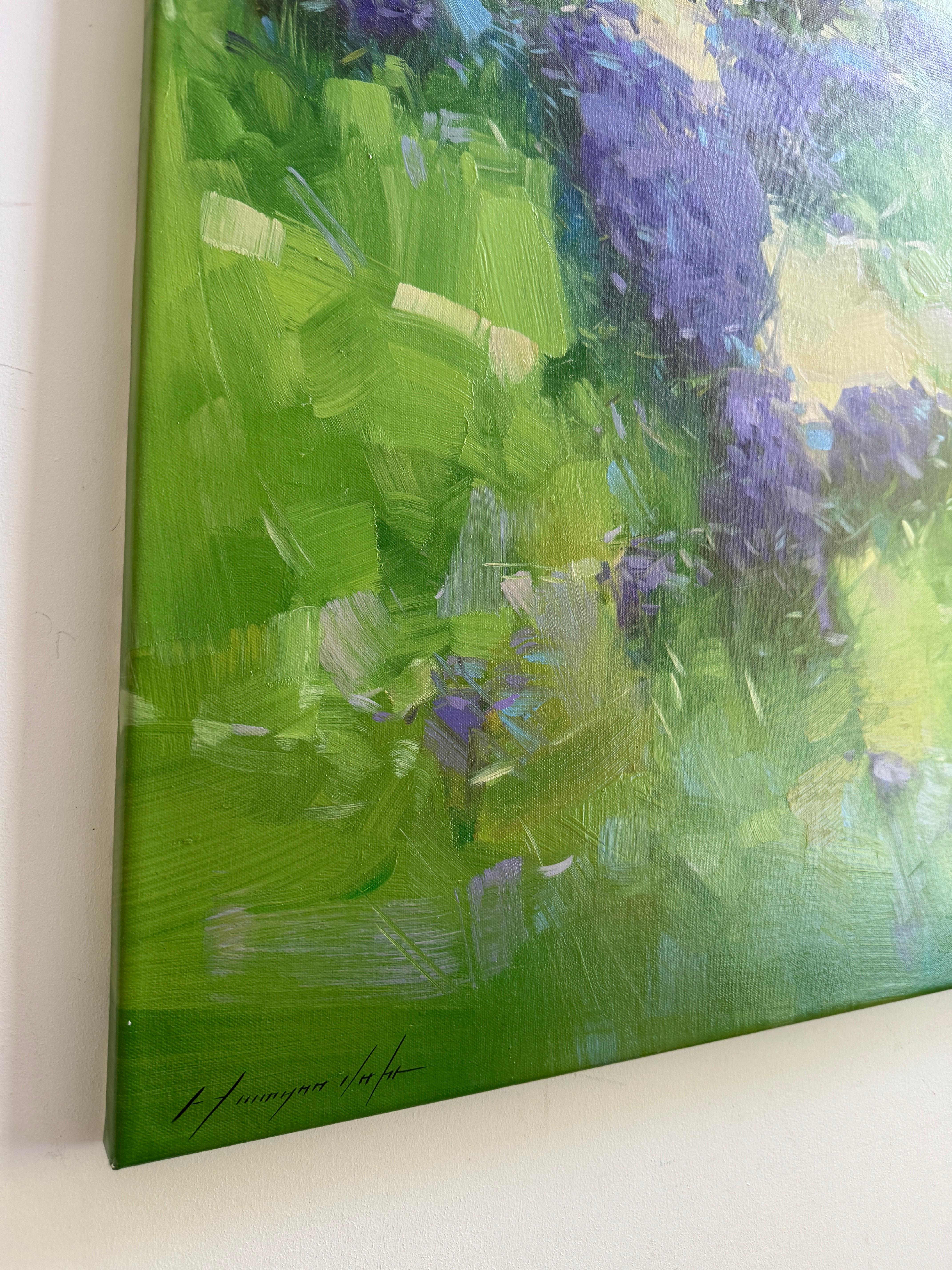 Lavenders Valley Landscape Impressionism Original oil Painting, Ready to Hang For Sale 2