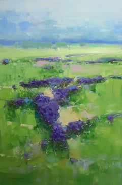 Lavenders Valley, Landschaft, Original-Ölgemälde, handgefertigtes Kunstwerk