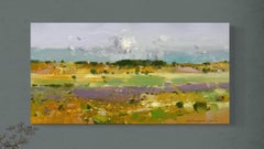 Lavenders Valley Landscape Original oil Painting, Ready to Hang