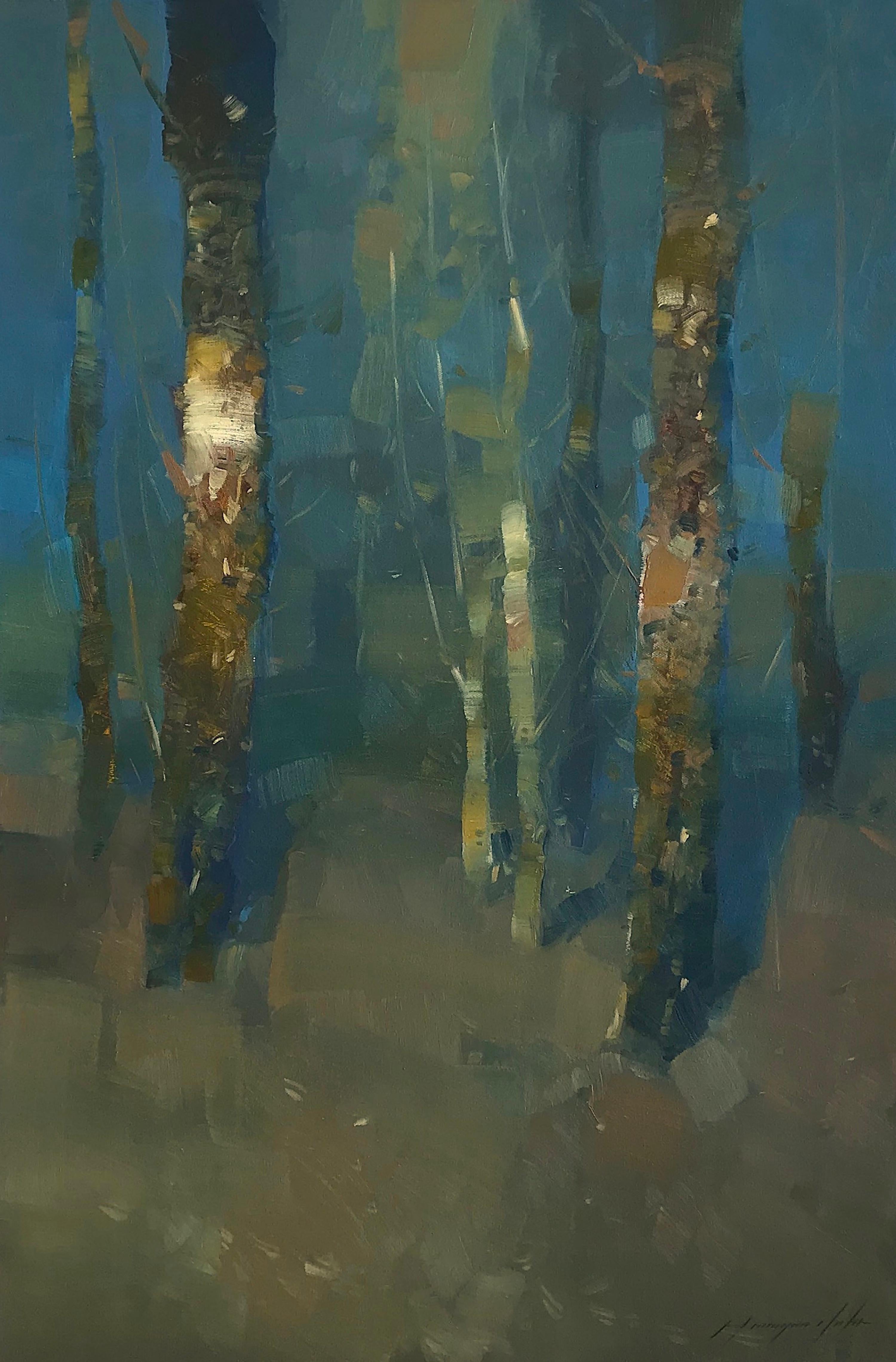 Vahe Yeremyan Landscape Painting - Light in Forest, Landscape Oil painting