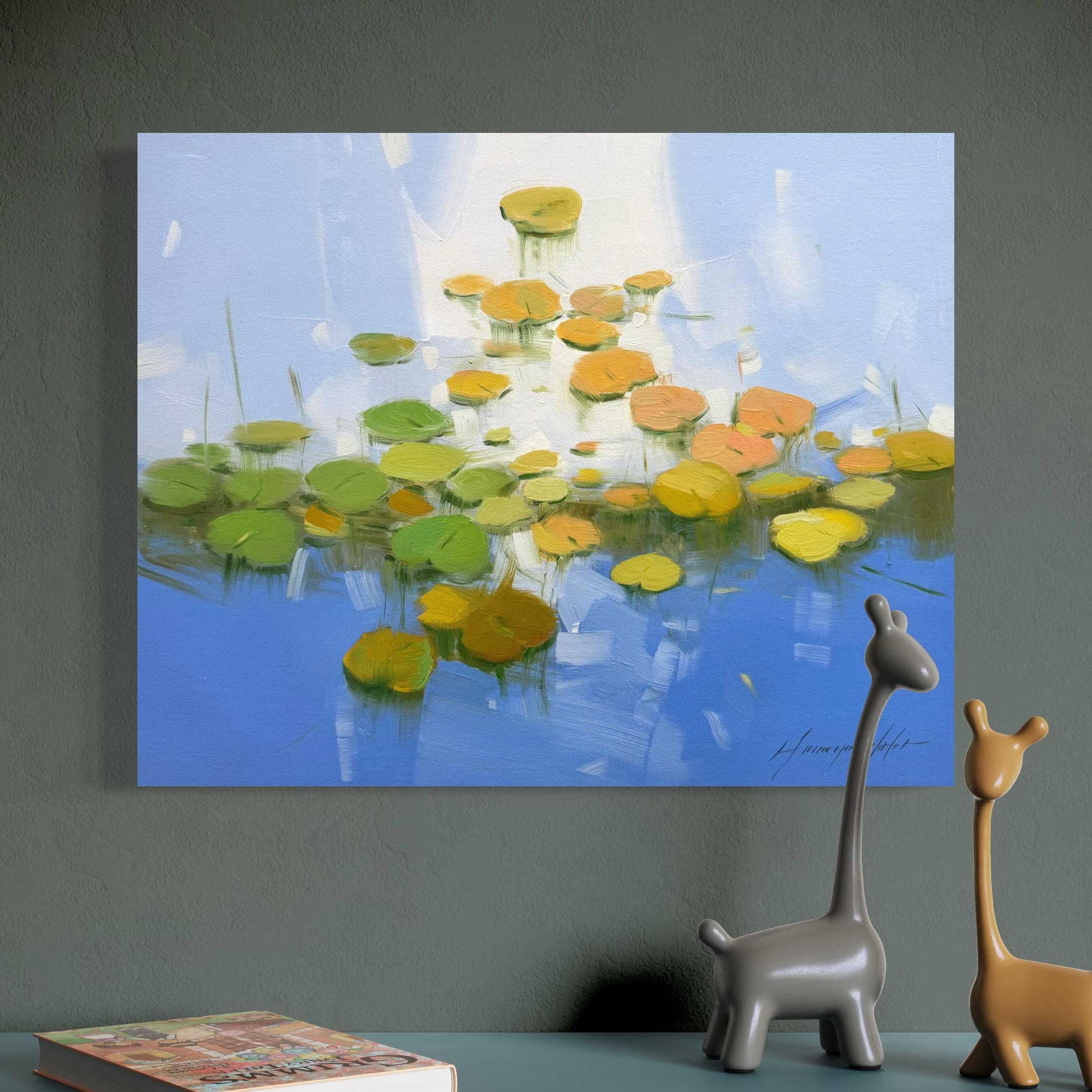 Liliengarten, Florales Original-Ölgemälde, hängefertig – Painting von Vahe Yeremyan