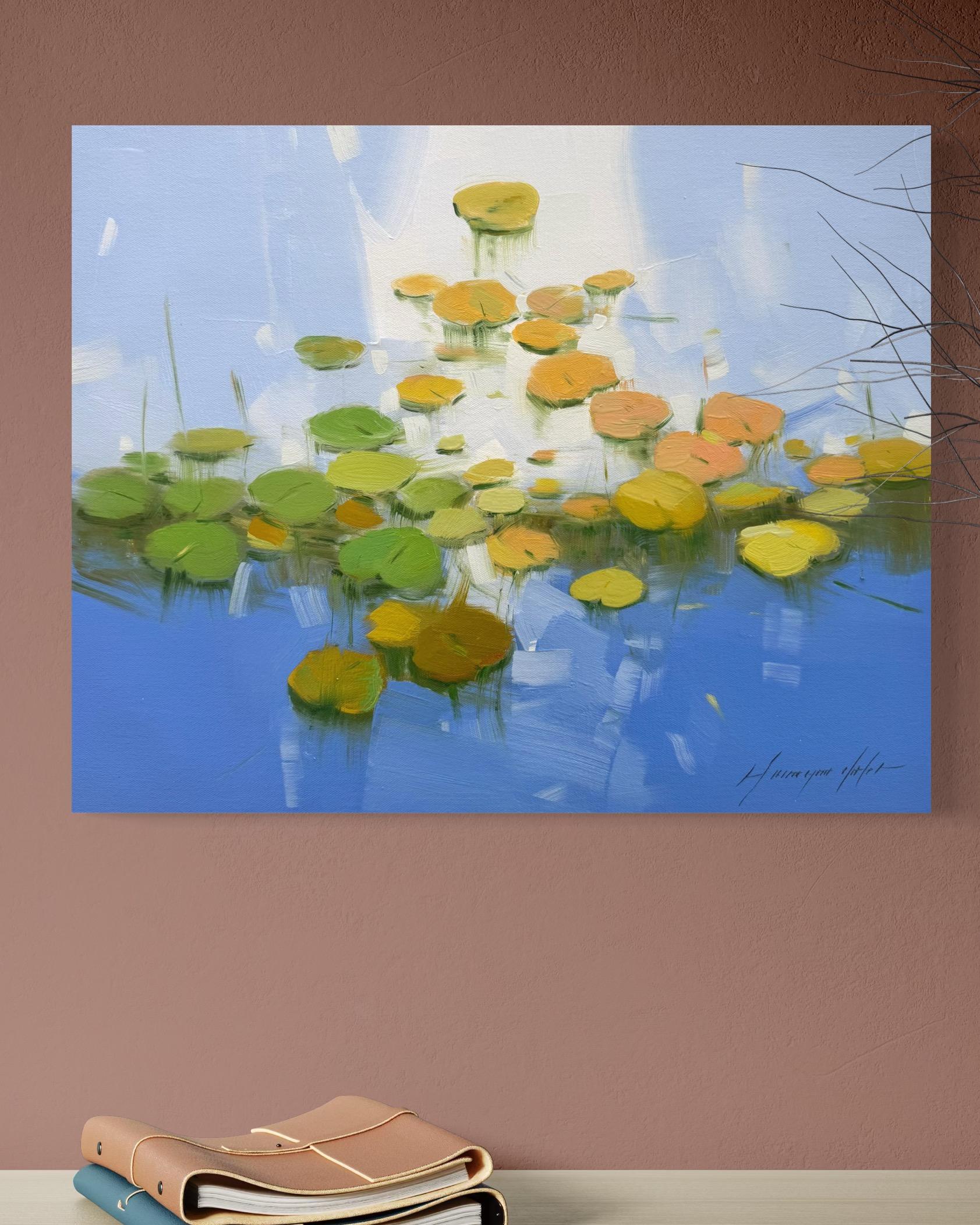 Liliengarten, Florales Original-Ölgemälde, hängefertig (Impressionismus), Painting, von Vahe Yeremyan