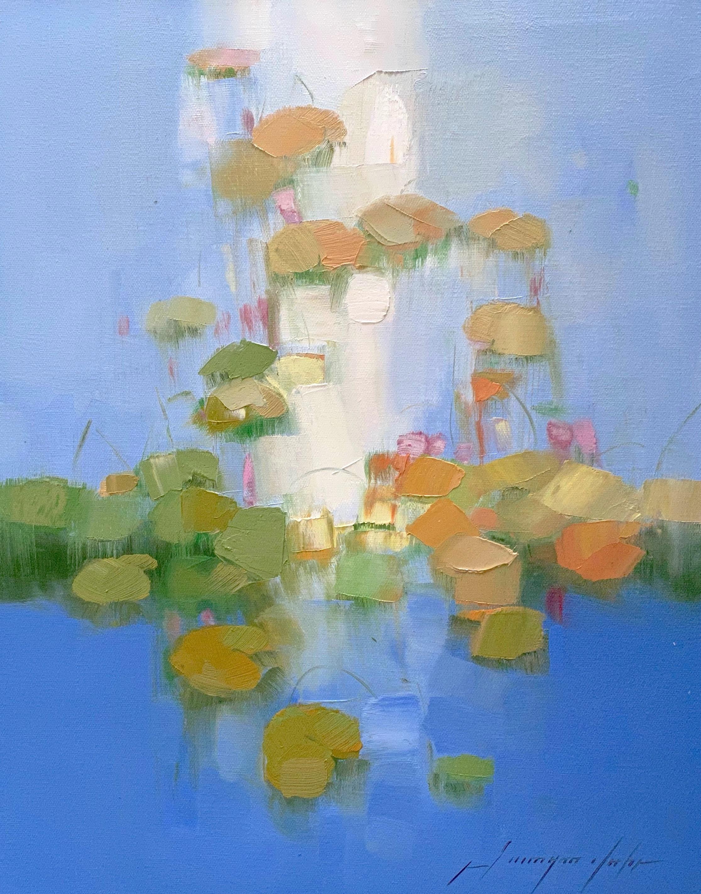 Landscape Painting di Vahe Yeremyan - Gigli, fiori Pittura ad olio originale, pronta da appendere