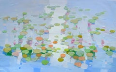 Lilien Teich Floral Original Ölgemälde, hängefertig